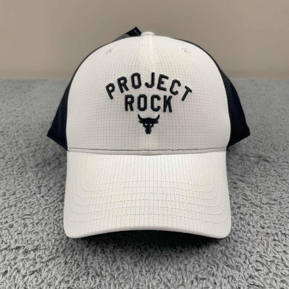 Under Armour Project Rock Hat Cap Trucker Snapback White Black One Size 1369815